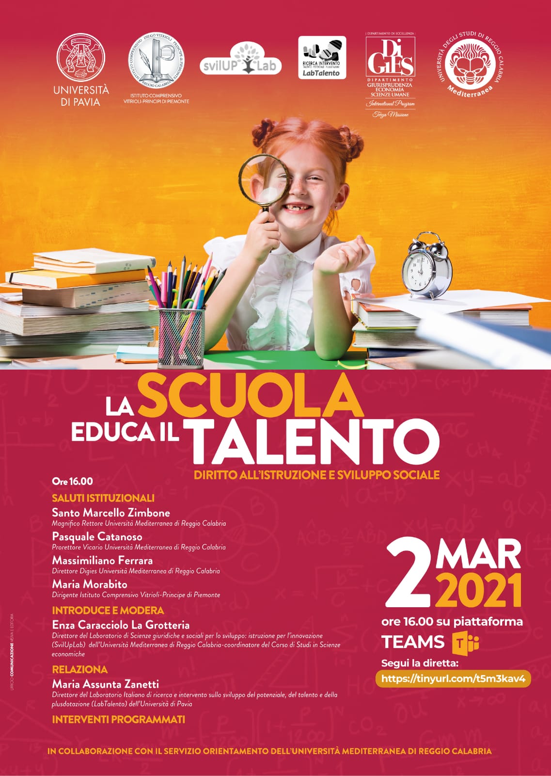 Talento 2 marzo 2021 Uni Mediterranea