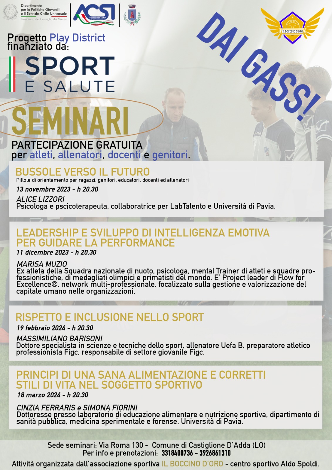 locandina Seminari Castiglione D'Adda - Play district - Dai GASS