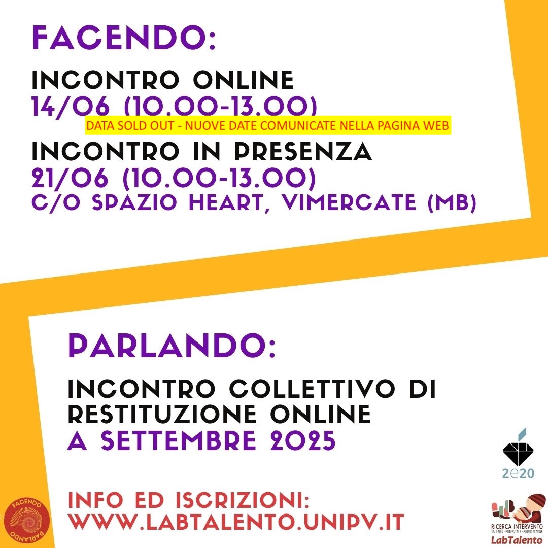 Giugno-settembre: Facendo Parlando Estate’25 Giugno-settembre: Facendo Parlando Estate’25