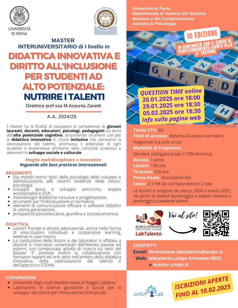 2024 Locandina Master Diritto all'inclusione e giftedness