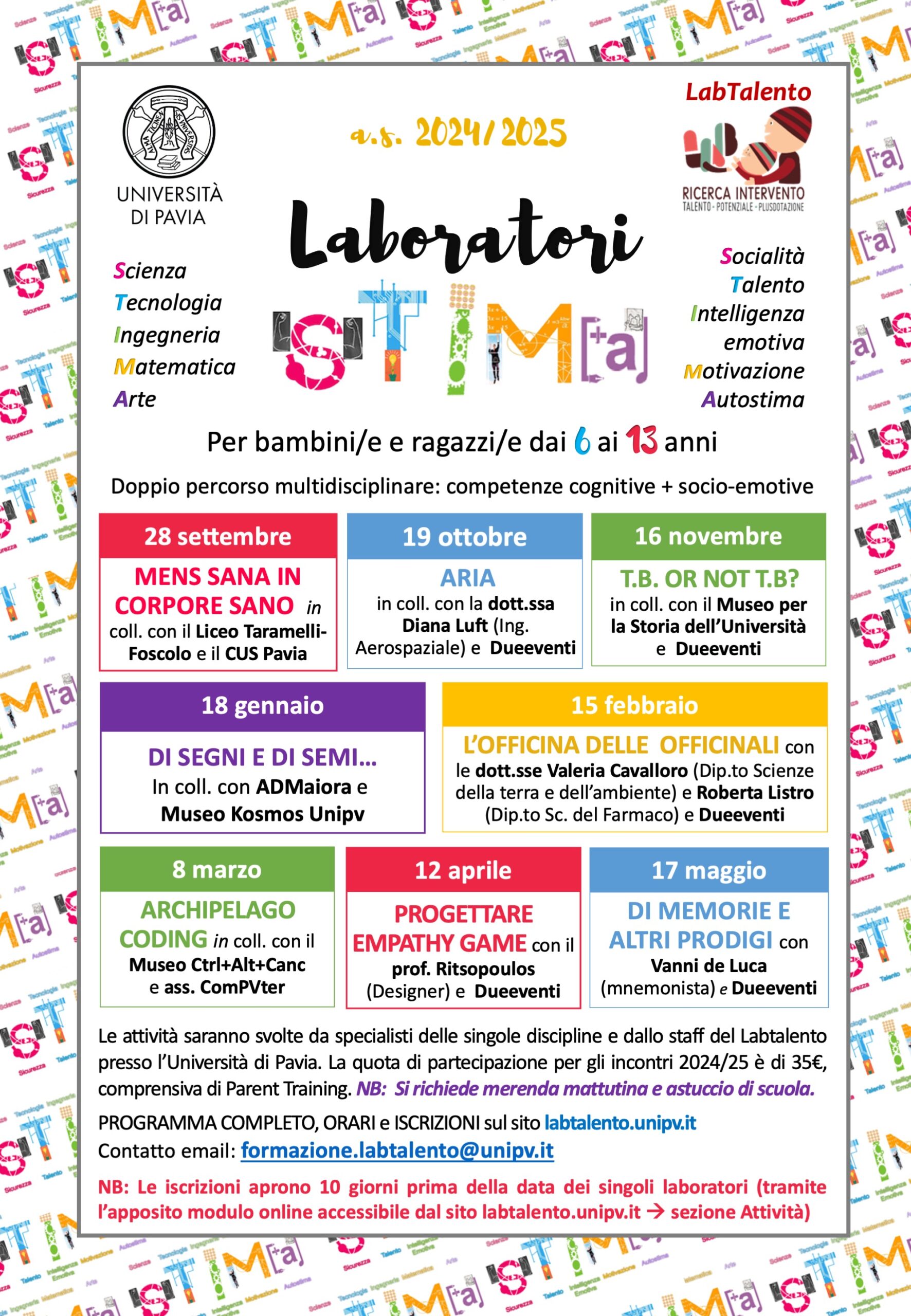 Locandina Laboratori STIMA as2024-25 maggio Locandina Laboratori STIMA as2024-25 maggio