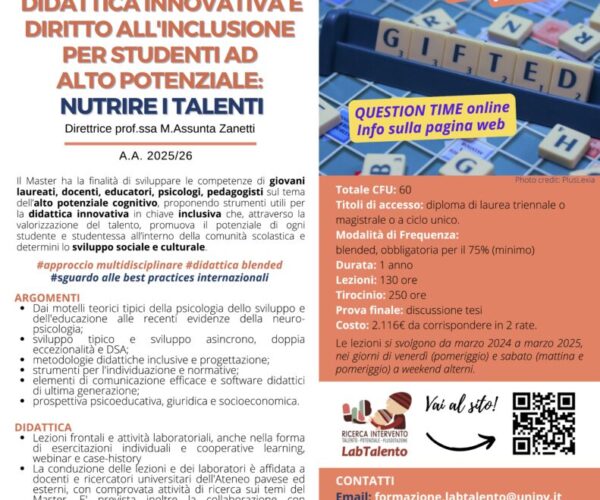 2026 Locandina Master Diritto all'inclusione e giftedness