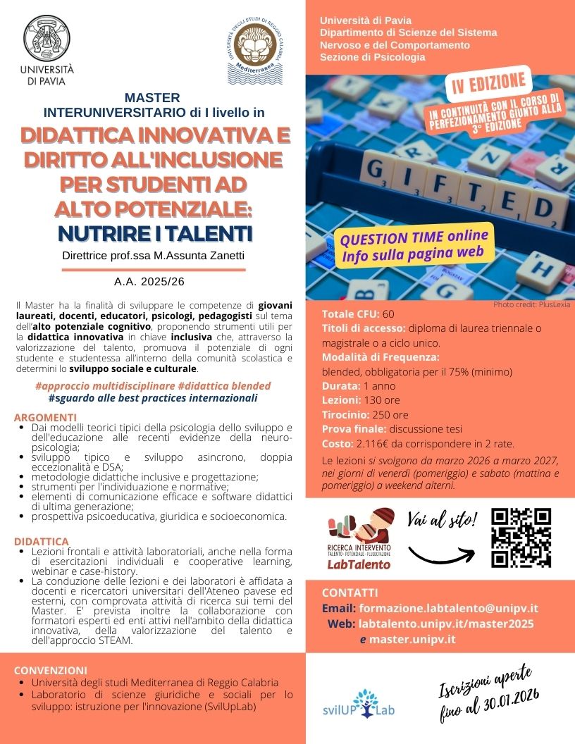 2026 Locandina Master Diritto all'inclusione e giftedness